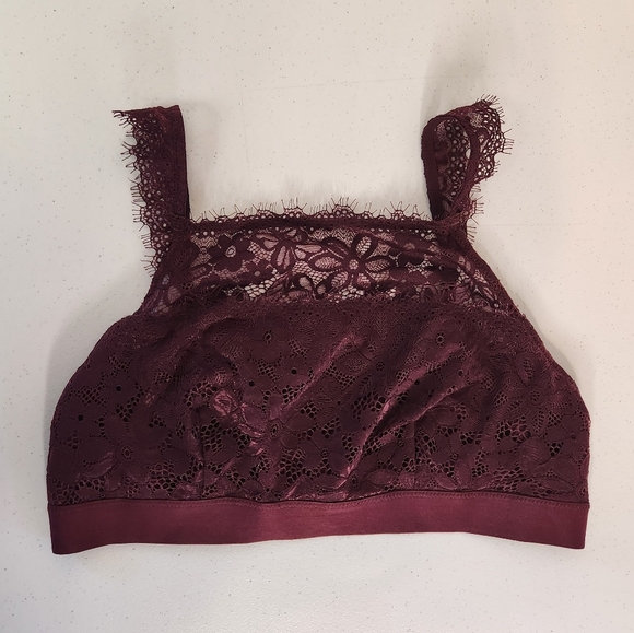 Lot of 2 Aerie Lace Wireless Bra Bralette Green Burgundy Racerback Size Medium - Picture 3 of 8